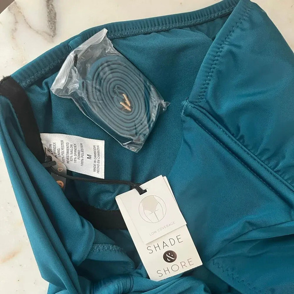 NWT Shade Store Teal Open Back Cut out One Piece Swimsuit Medium New - Picture 6 of 6